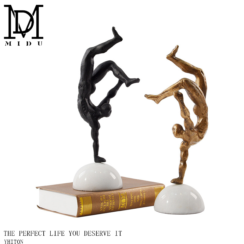 黑色铸铁金属抽象人物售楼处摆件