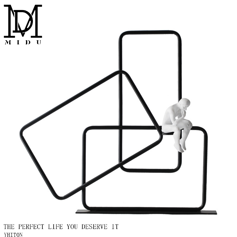 轻奢风办公室桌面几何白色摆件