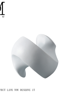 现代简约轻奢黑白抽象软装拱形旋转白色异形创意树脂客厅家居摆件