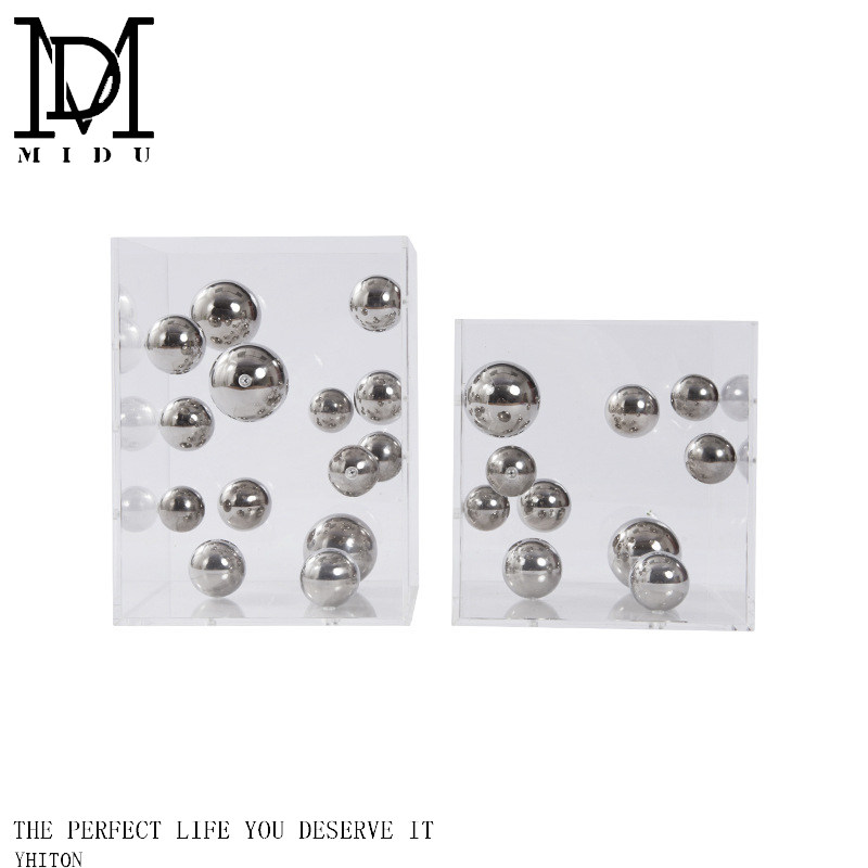 亚克力金属球北欧轻奢创意家居客厅玄关办公室桌面书架装饰品摆件