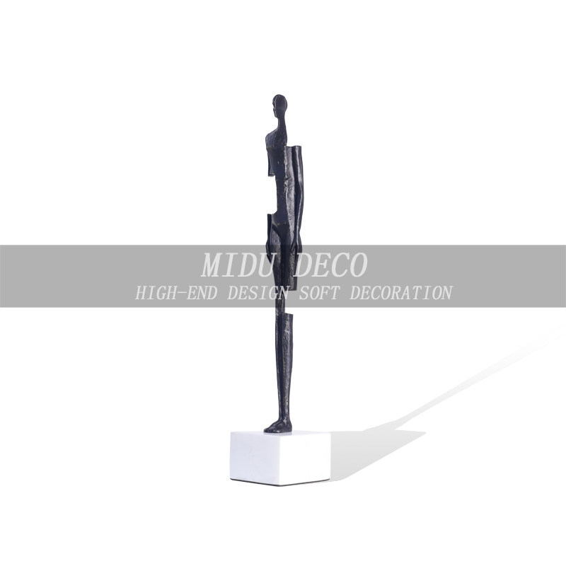 现代黑色抽象金属人物雕塑铁艺摆件玄关酒店大堂艺术软装家居饰品