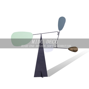 现代新款北欧莫兰迪色几何动态平衡摆件样板房售楼处软装饰品摆设