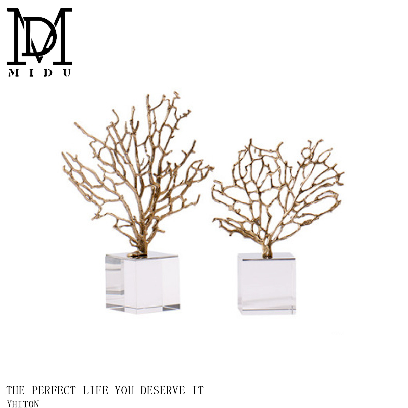 轻奢新中式风发财树玄关水晶摆件