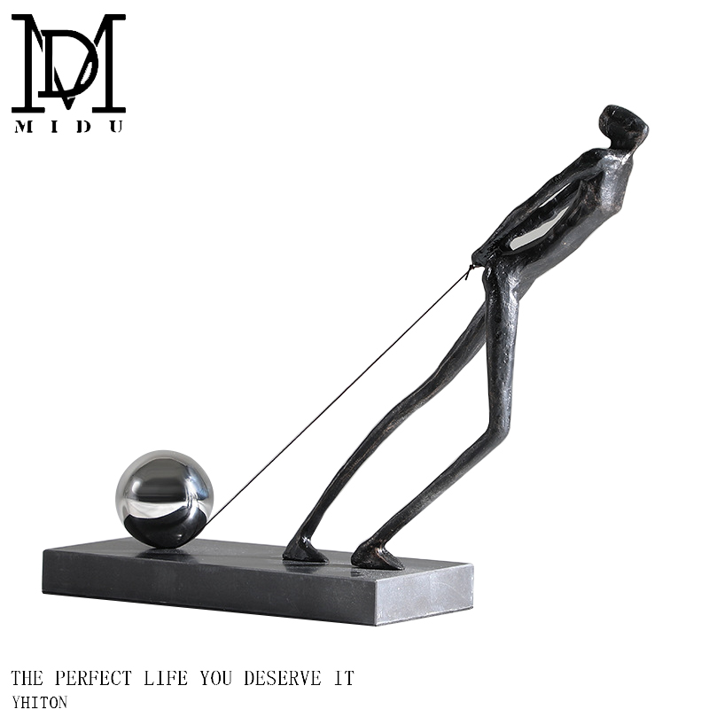 北欧简约金属抽象动物艺术摆件现代轻奢客厅电视柜书房酒店装饰品