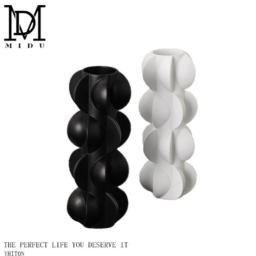 现代简约树脂花瓶摆件样板房客厅软装饰品创意餐桌螺旋干花插花器