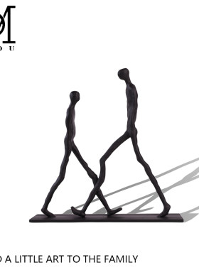 现代简约抽象行走人物雕塑摆件