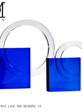 系列几何软装桌面别墅蓝色水晶