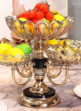 玻璃果盘摆件欧式客厅样板房