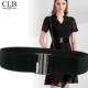 简约百搭弹力束腰腰带对扣装 饰春夏松紧宽腰带女黑配连衣裙加长