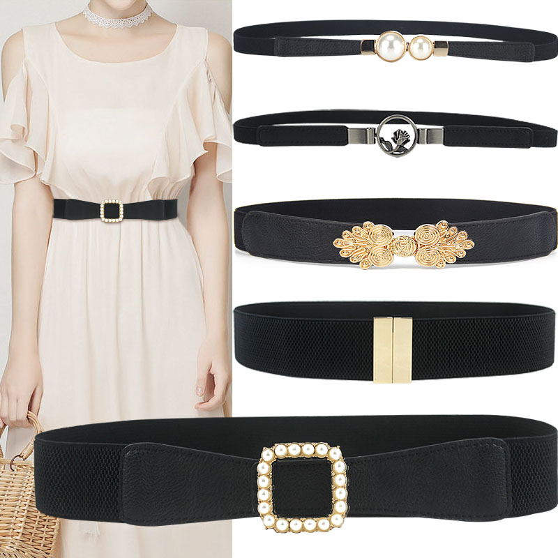 黑色配裙子西装松紧ins风腰带