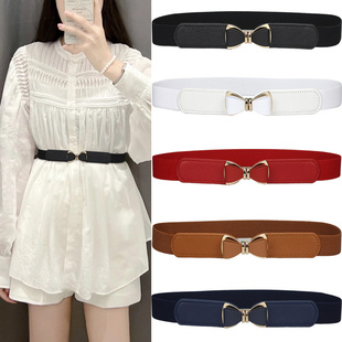 秋冬连衣裙腰带配饰女细高级感松紧束腰腰封配裙子装饰弹力皮带黑