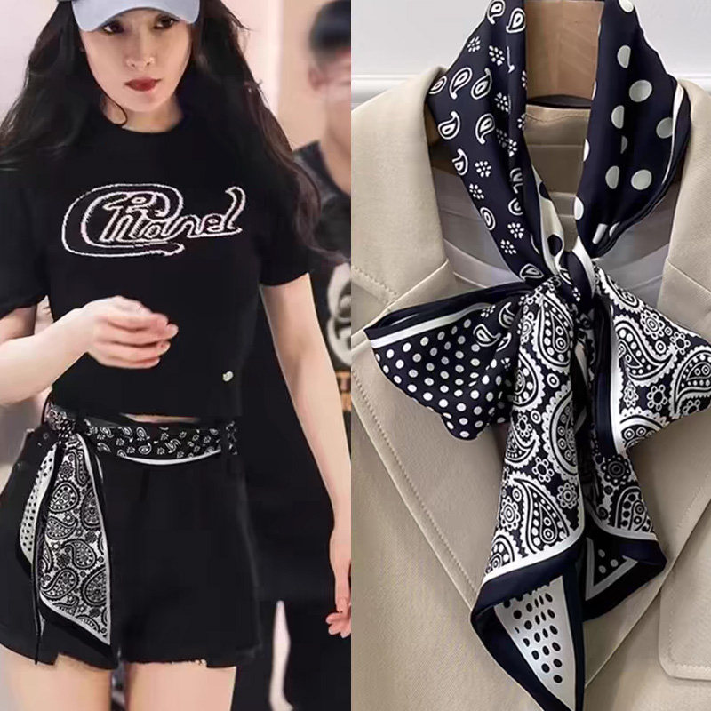 双面长条小丝巾女职业装OL洋气