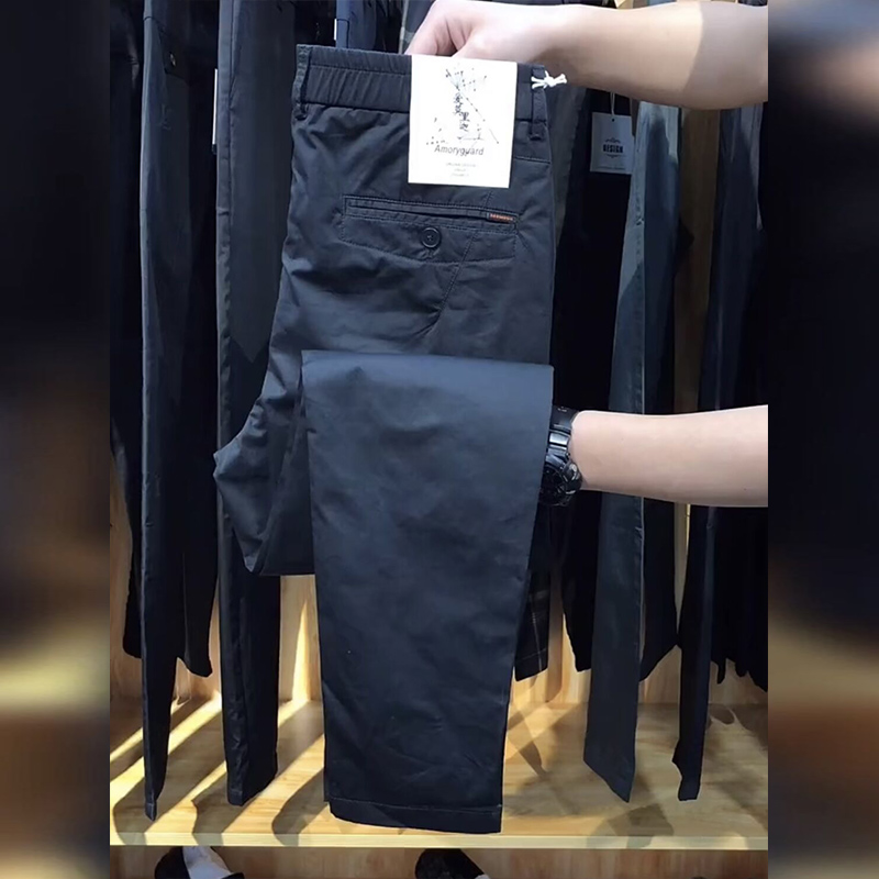 抖音爆款简约青年板裤小脚裤子男