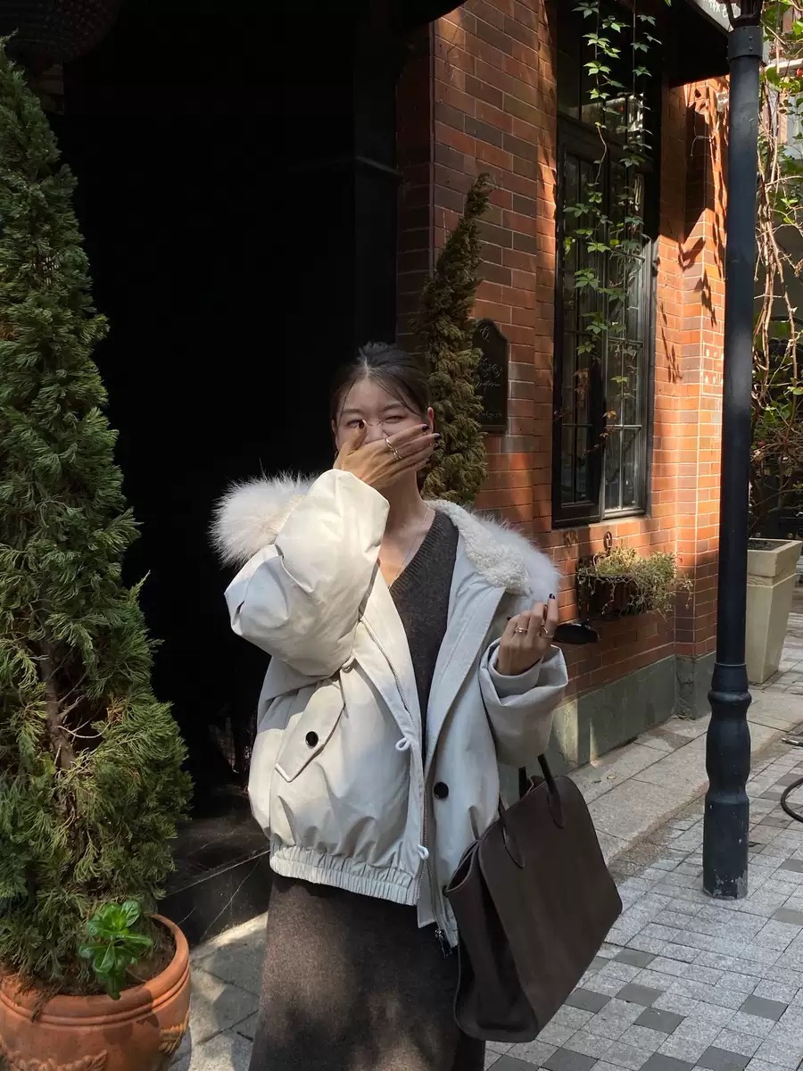 现货SOUL素予25冬款韩版连帽毛领派克服羽绒90白鸭绒保暖外套7628