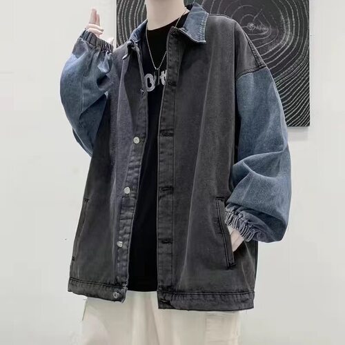 牛仔外套男生套装春秋季潮牌宽松复古夹克男装一套帅气衣服三件套