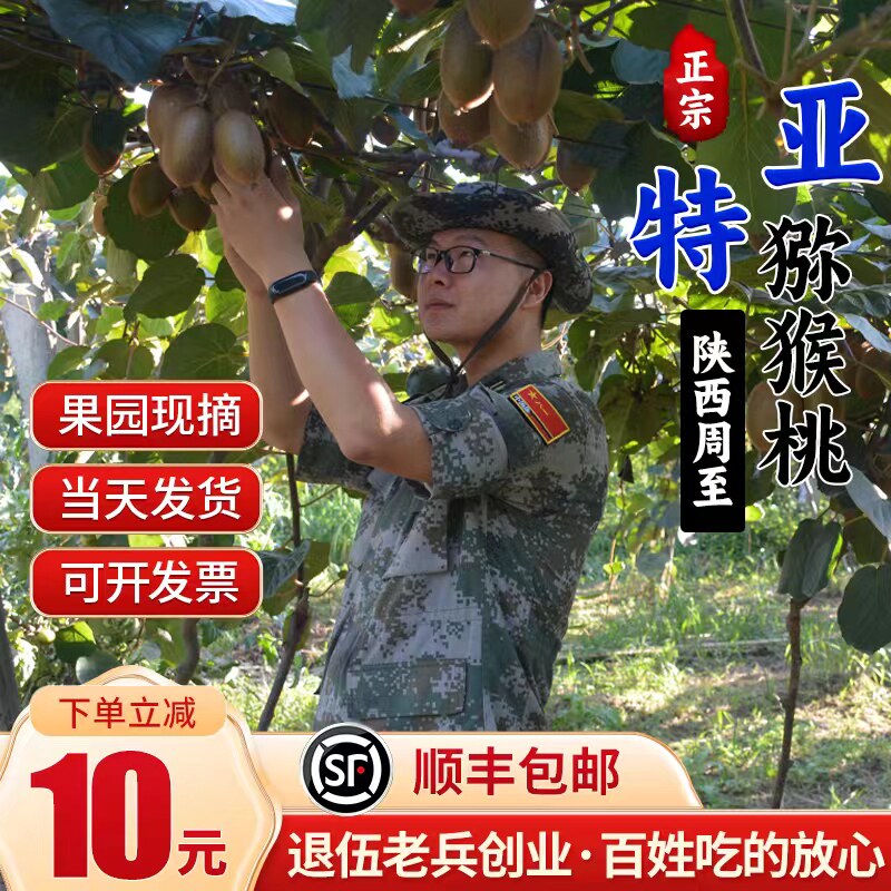 陕西周至亚特猕猴桃奶油味奇异果绿心现摘孕婴老人水果当季新鲜整