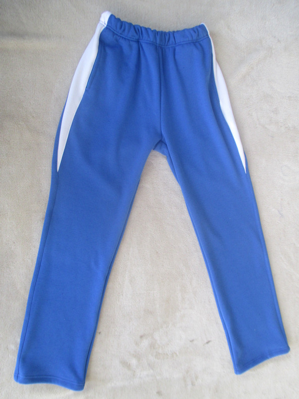 北京 日坛中学 宝蓝色拼接白色运动直筒长裤学生校裤冬季加绒裤