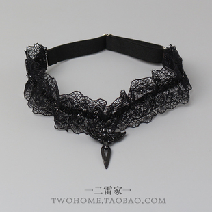 哥特甜酷暗黑白蕾丝朋克风十字架吊袜带洛丽塔腿环cosplay腿饰品