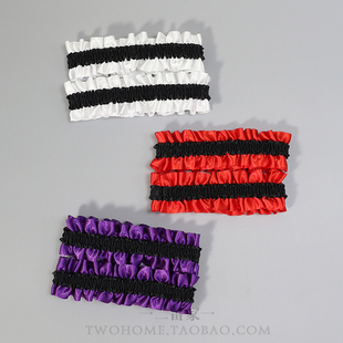 性感拼色荷叶边袜圈腿带松紧弹力大肠大腿环动漫配饰表演装 饰品酷