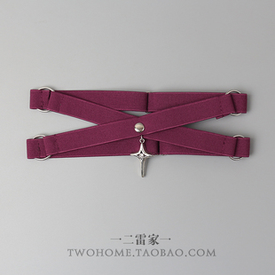 Lolita哥特性感星星弹力交叉绑带大腿环y2k辣妹jk腿链亚文化腿饰