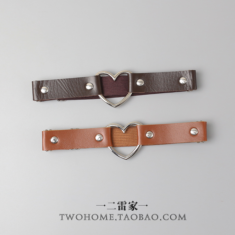 原宿朋克街拍大爱心皮质腿链腿圈