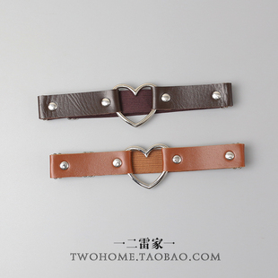 原宿朋克街拍大爱心皮质腿链腿圈pu吊袜带腿环cosplay腿饰品