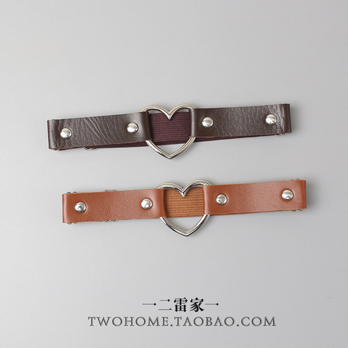 原宿朋克街拍大爱心皮质腿链腿圈