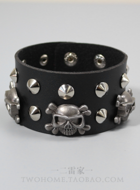 个性霸气骷髅铆钉朋克街舞手环