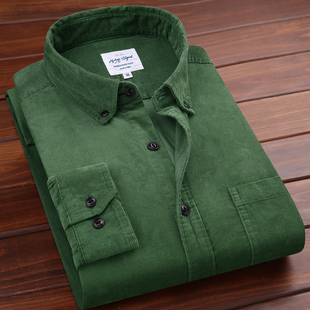 全棉灯芯绒长袖 男春秋宽松休闲上衣日系复古纯棉条绒衬衣外套 衬衫