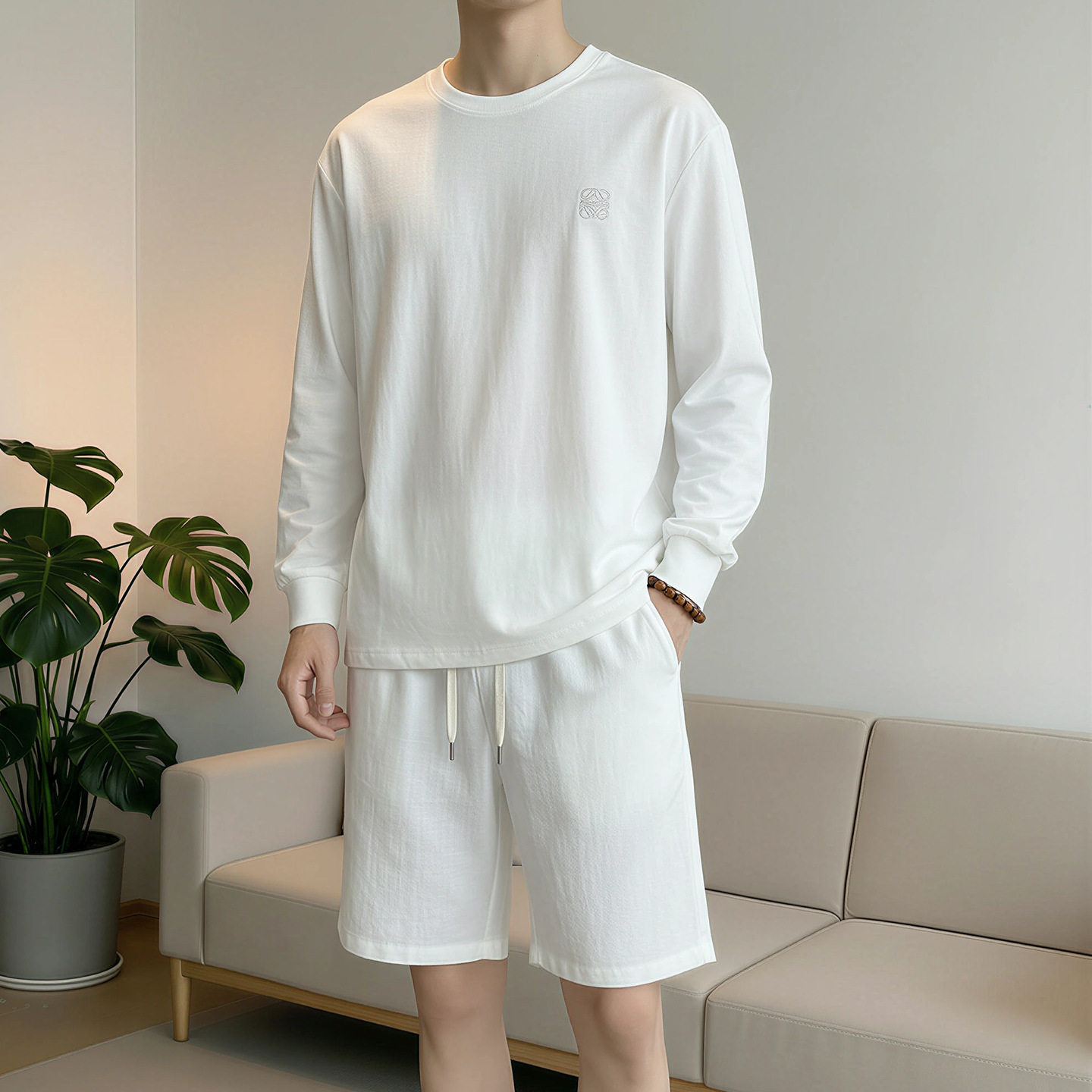 2026新款亚麻套装男春夏薄款透气棉麻两件套宽松休闲运动服大码