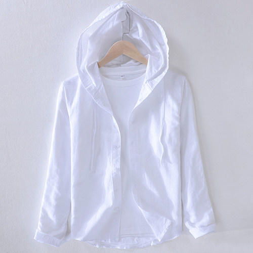 带帽薄款潮流棉麻外套开衫卫衣