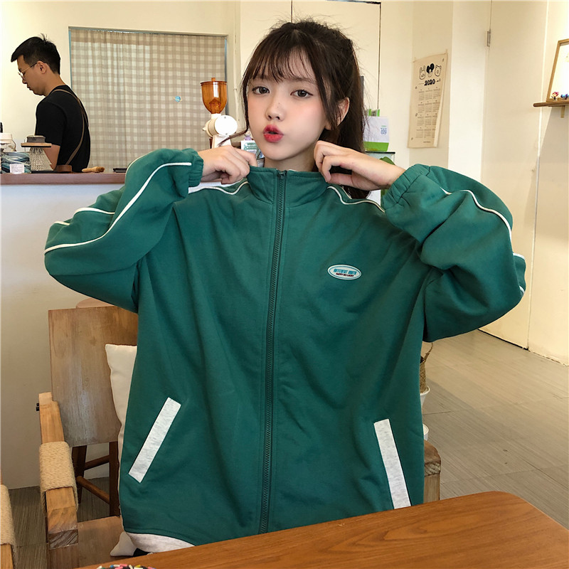 Real shot hong kong style salt series Street frying sports jacket women's spring and autumn retro zipper thin early spring jacket