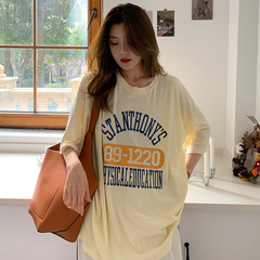 實拍  2021年新款ins潮流網紅T恤洋氣寬鬆字母打底上衣