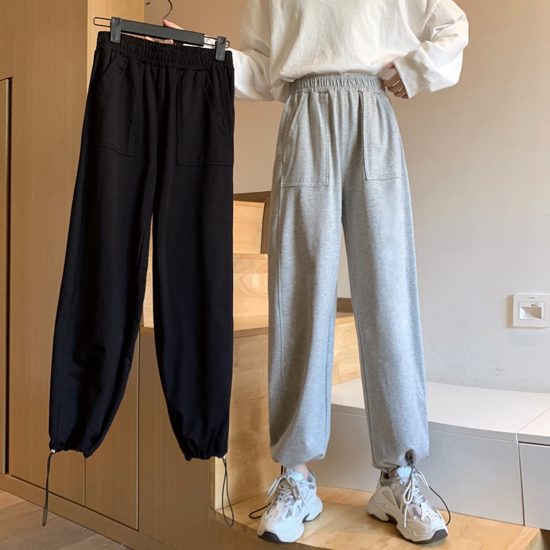 Real shot of spring and autumn sports pants legged high waist Harem Pants casual pants female