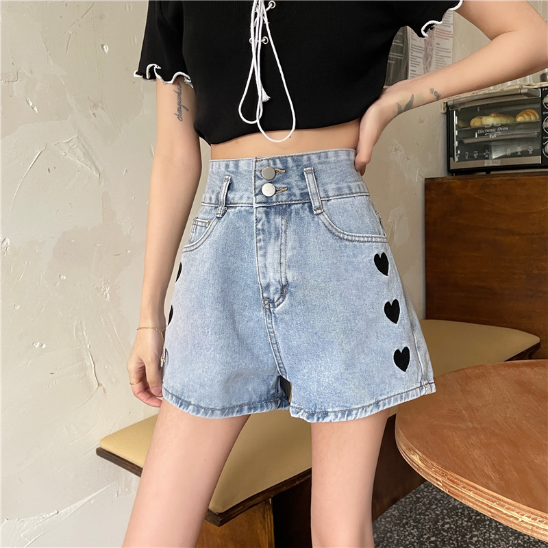 Women's versatile high waisted shorts A-line hot pants slim pants