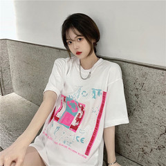Real shot loose short sleeve T-shirt for women