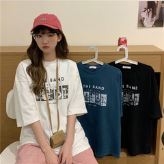 Real Korean print loose short sleeve T-shirt