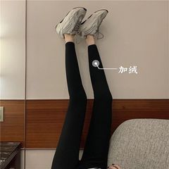Real shot Plush high waisted Leggings for women wearing new Korean slim elastic pants