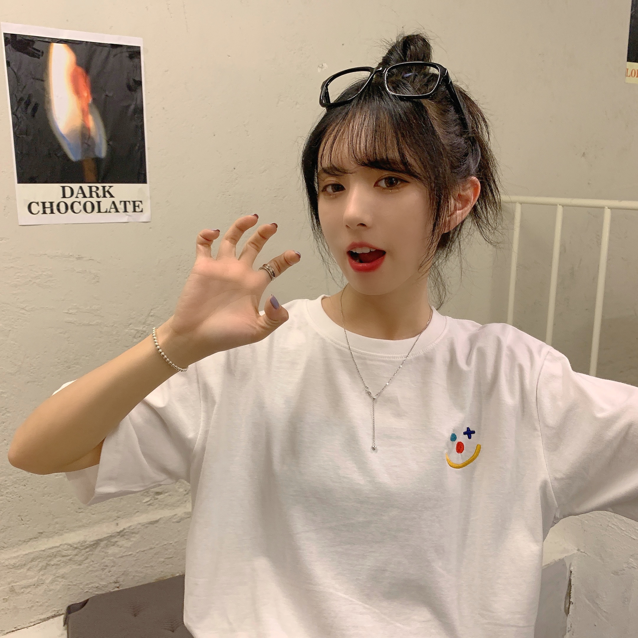 實拍  短袖2021年新款女趣味上衣chic設計感小眾t恤夏