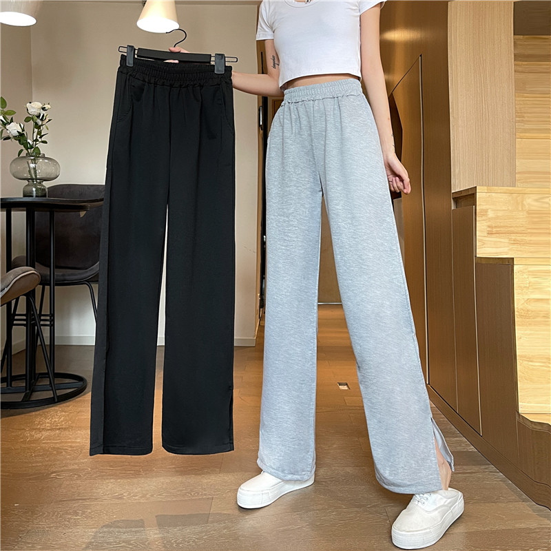 Real shooting autumn and winter split wide leg high waist feeling floor dragging casual pants