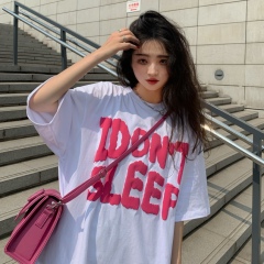 Real shot 2021 summer new foam letter printing loose and versatile Harajuku couple short sleeve T-shirt