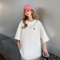 Real photo 2021 new checkered T-shirt loose top