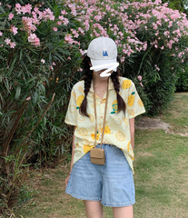 Real shooting summer Lemon Mini fresh short sleeve shirt for women 2021