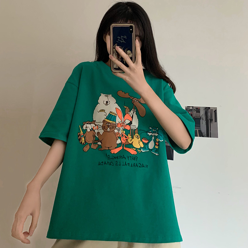 實拍 短袖t恤女夏季寬鬆韓版港風半袖上衣