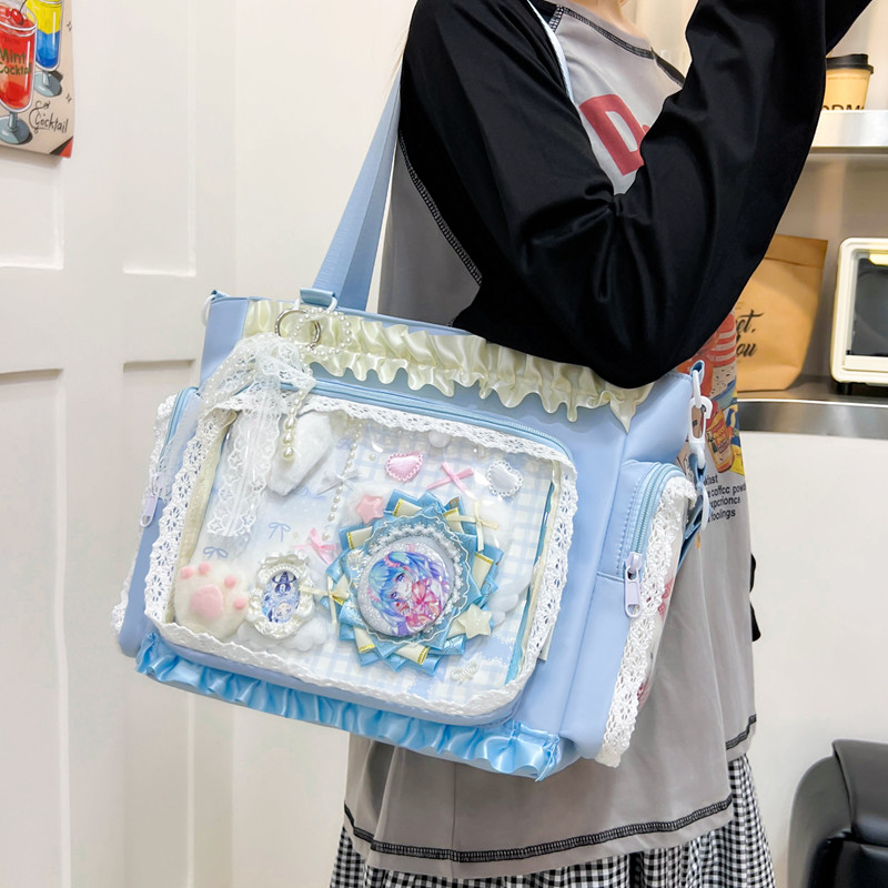 单肩包女新款日系透明可爱吧唧