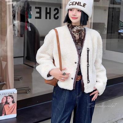 进口拉贡皮毛一体短款外套