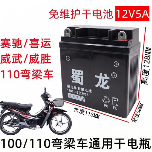 蜀龙12V5A干电池弯梁车110通用