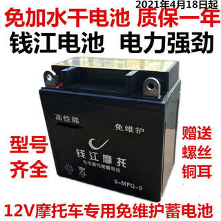 摩托车电瓶12v通用免维护12v9a踏板车125助力110弯梁干电瓶蓄电池