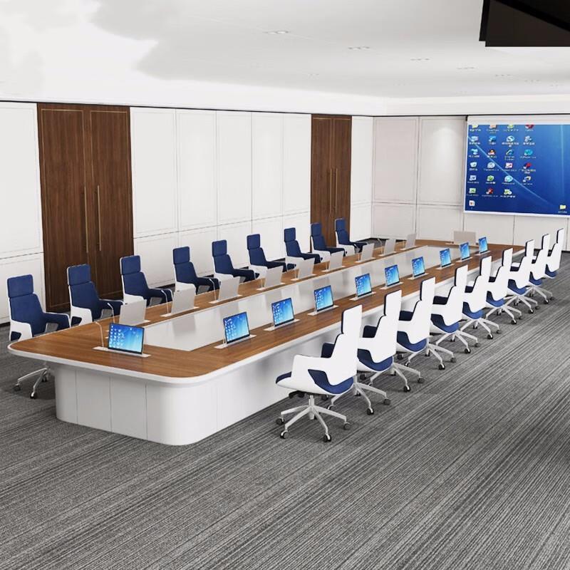 大型智能无纸化会议桌长桌多功能隐藏升降显示屏培训办公长条形桌