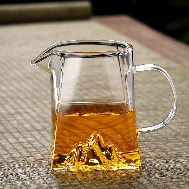 包邮耐热玻璃带茶漏四方公道杯